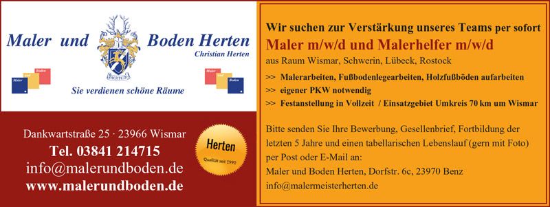 Maler und Boden Herten Anzeige