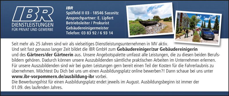 IBR Anzeige Azubi gesucht