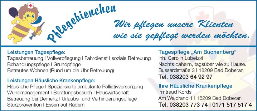 Pflegebienchen Anzeige