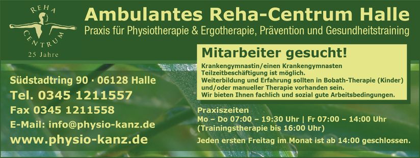 Stellenanzeige RehaZentrum Halle